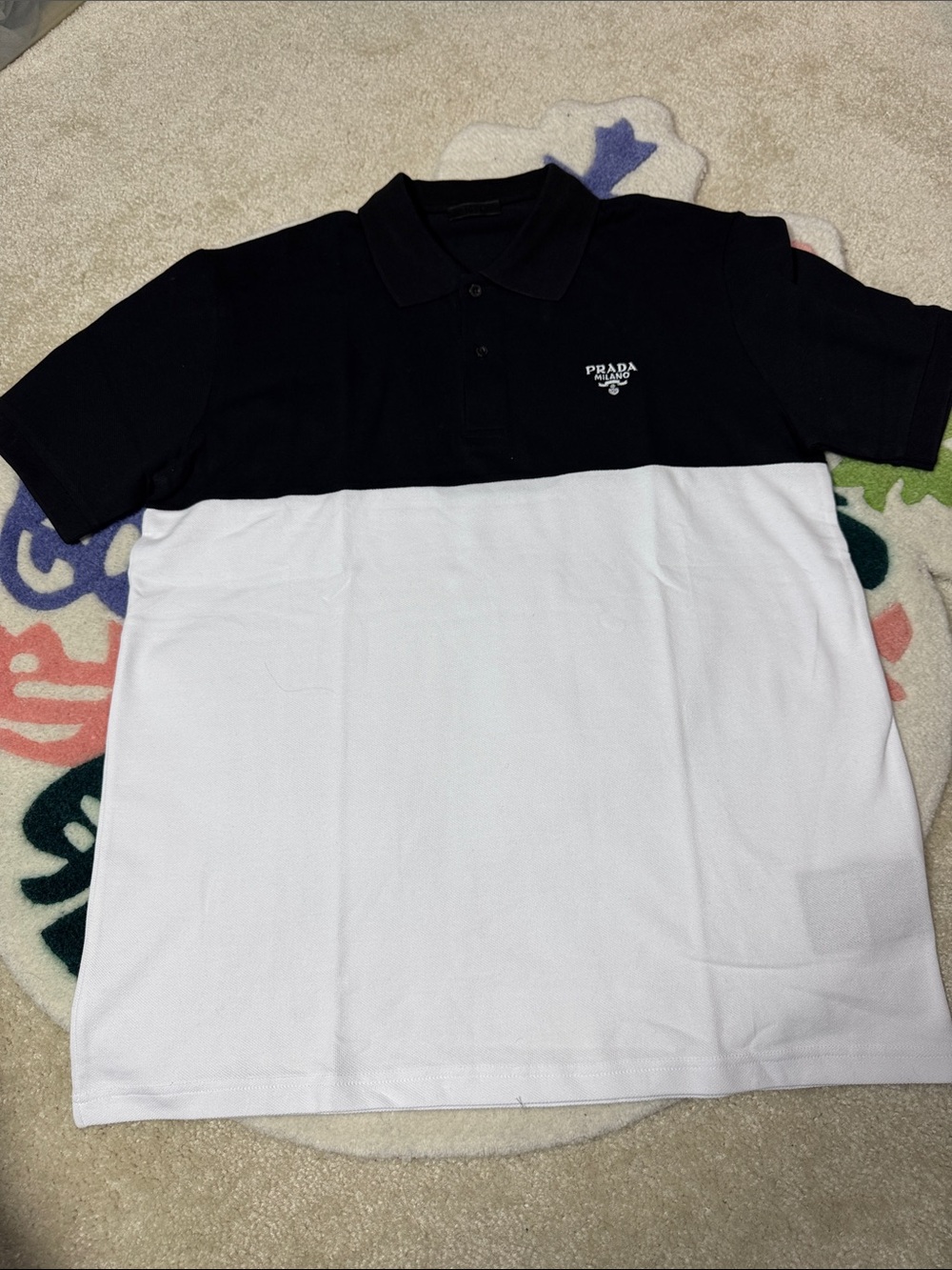 Prada Two-Tone Black and White Polo Shirt